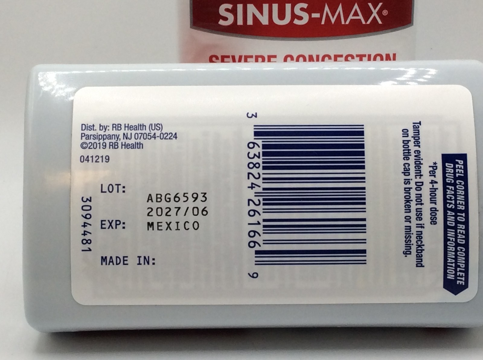 MUCINEX Sinus-Max Severe Congestion & Pain Cold Headache Loosens Mucus, 06/2027
