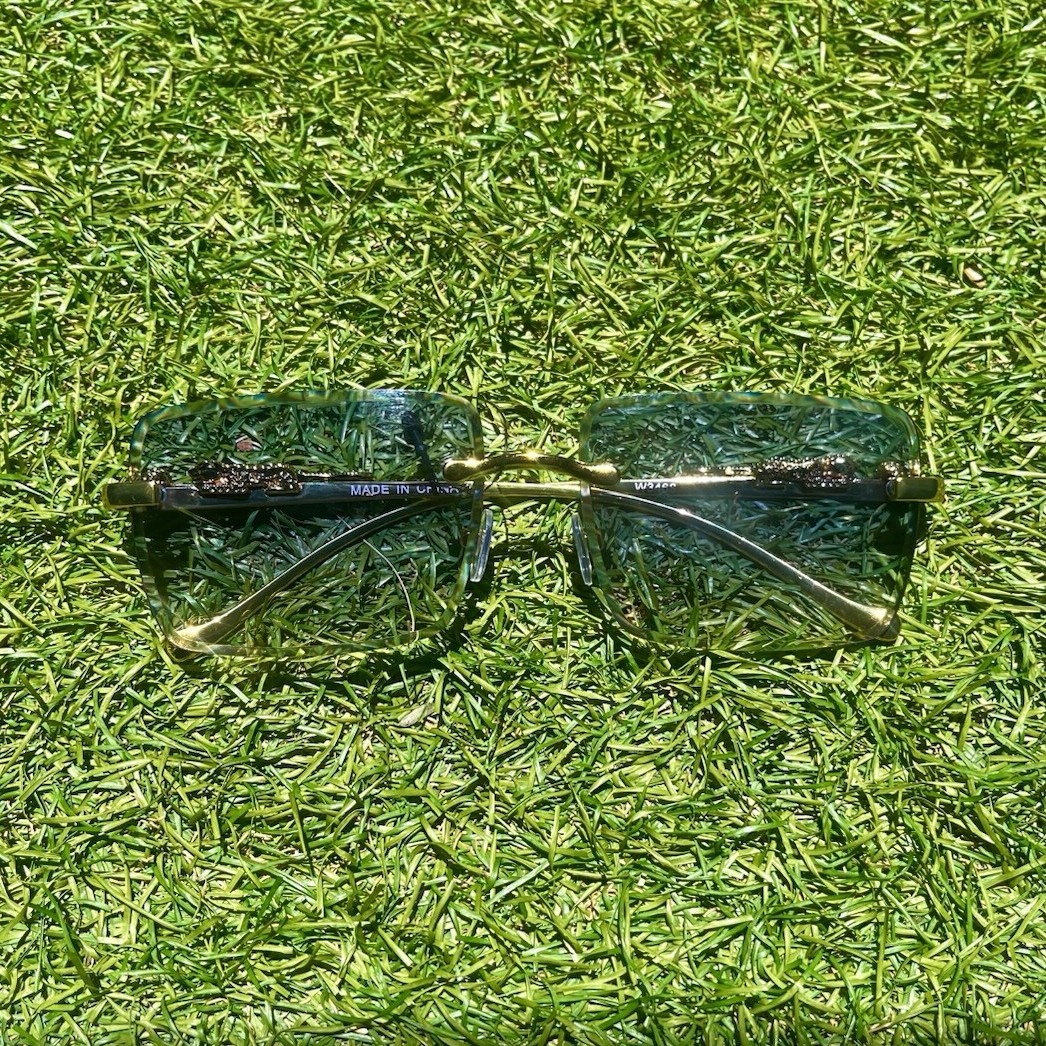 & Other Stories Unisex Rimless Rectangular Gold Metal Eyeglass Frames W3768