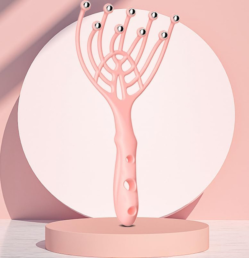 5 Finger 9 Claws Scalp Massager, 1 Pc Hand Held Relax Spa Tool with Steel Balls