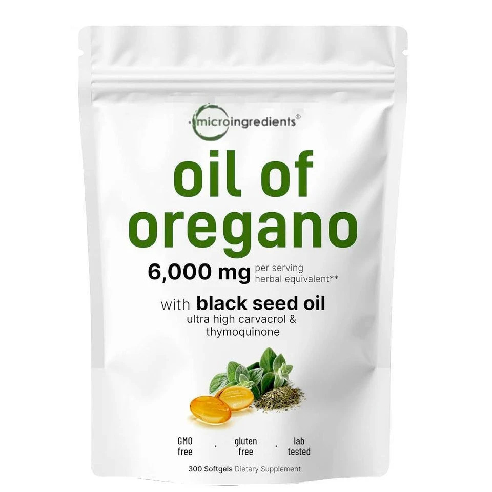 2 in 1 Oil of Oregano & Black Seed Softgels Count with Carvacrol,Immune Supports