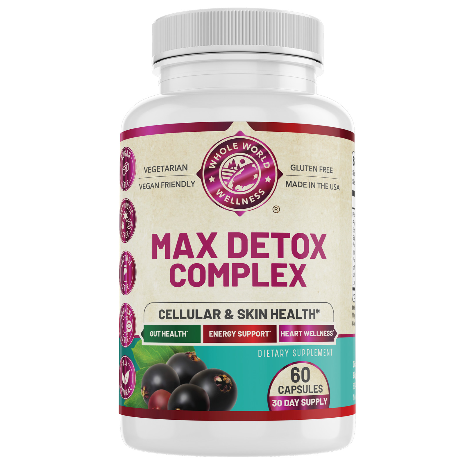 Max Detox Complex for Women & Men. Supports Gut & Heart Health. USA Made.
