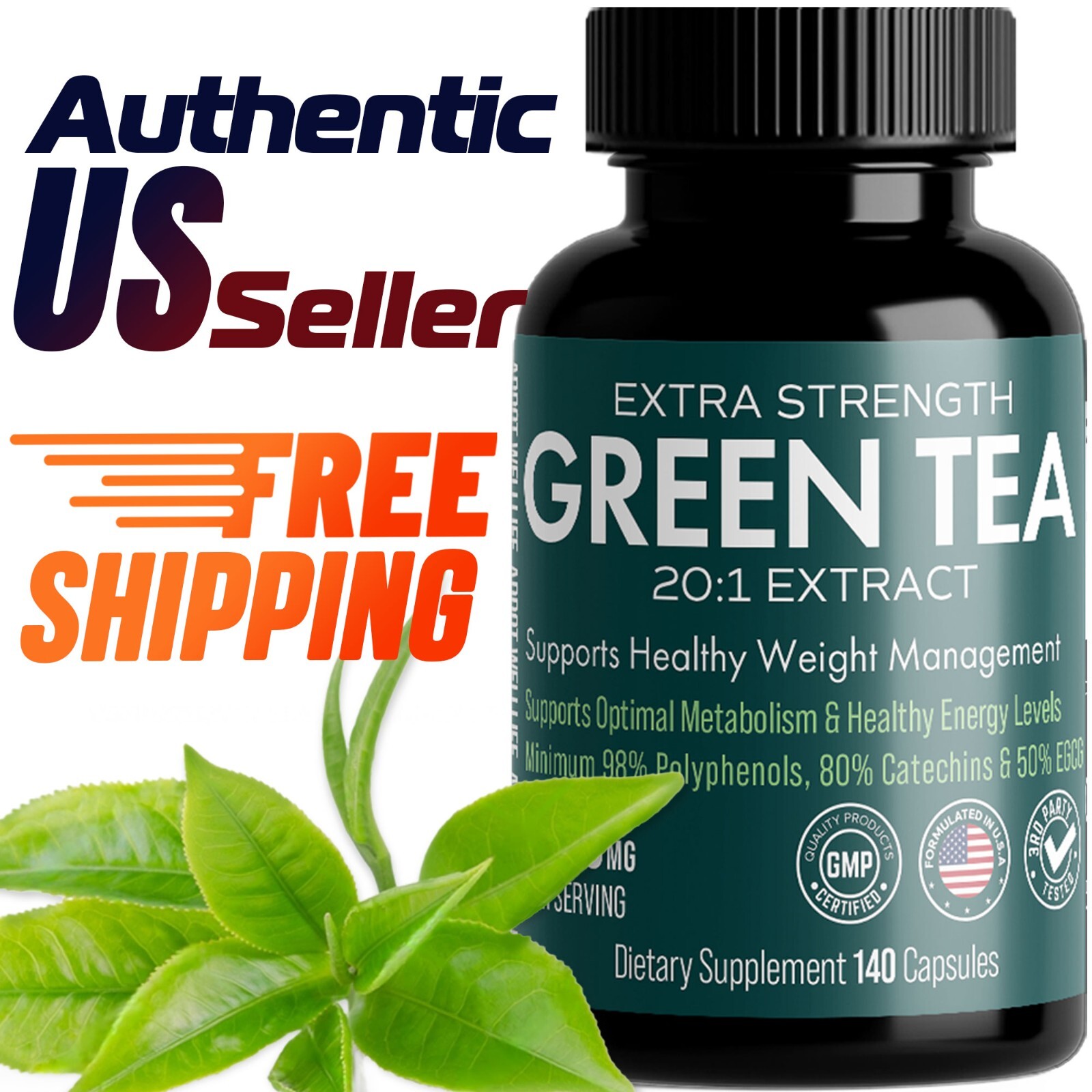 Green Tea Extract 6000mg – 140 Capsules | Green Tea Pills for Energy & Weight Lo