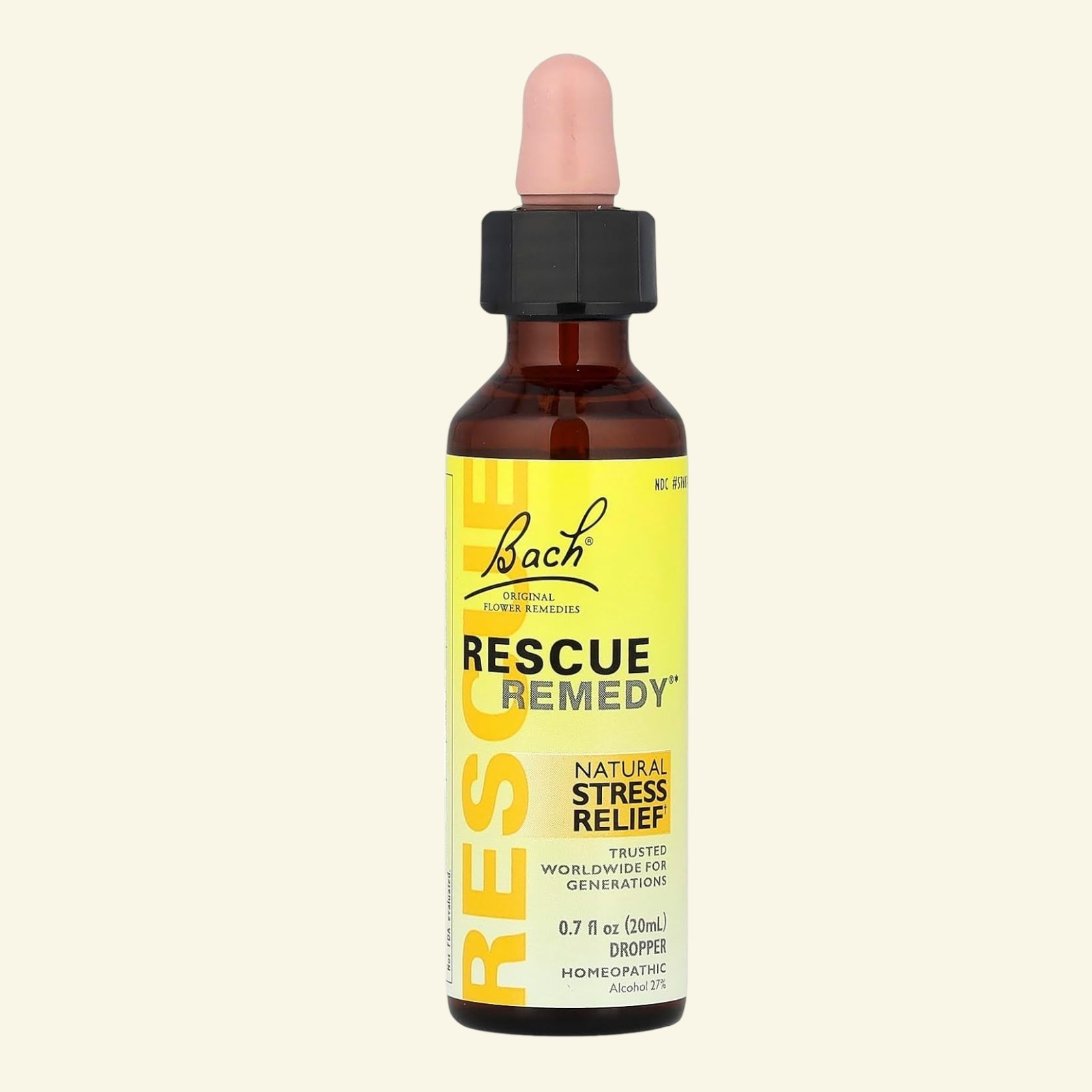 RESCUE Bach Remedy Dropper 20mL, Nat Stress Relief, Homeopathic Flower Essence.