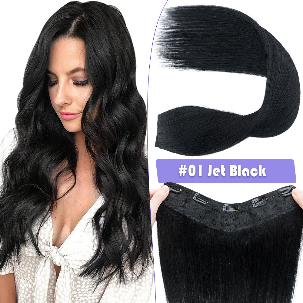 One Piece U-Shape 100% Remy Human Hair Extensions Clip In 3/4 Full Head Weft Icy