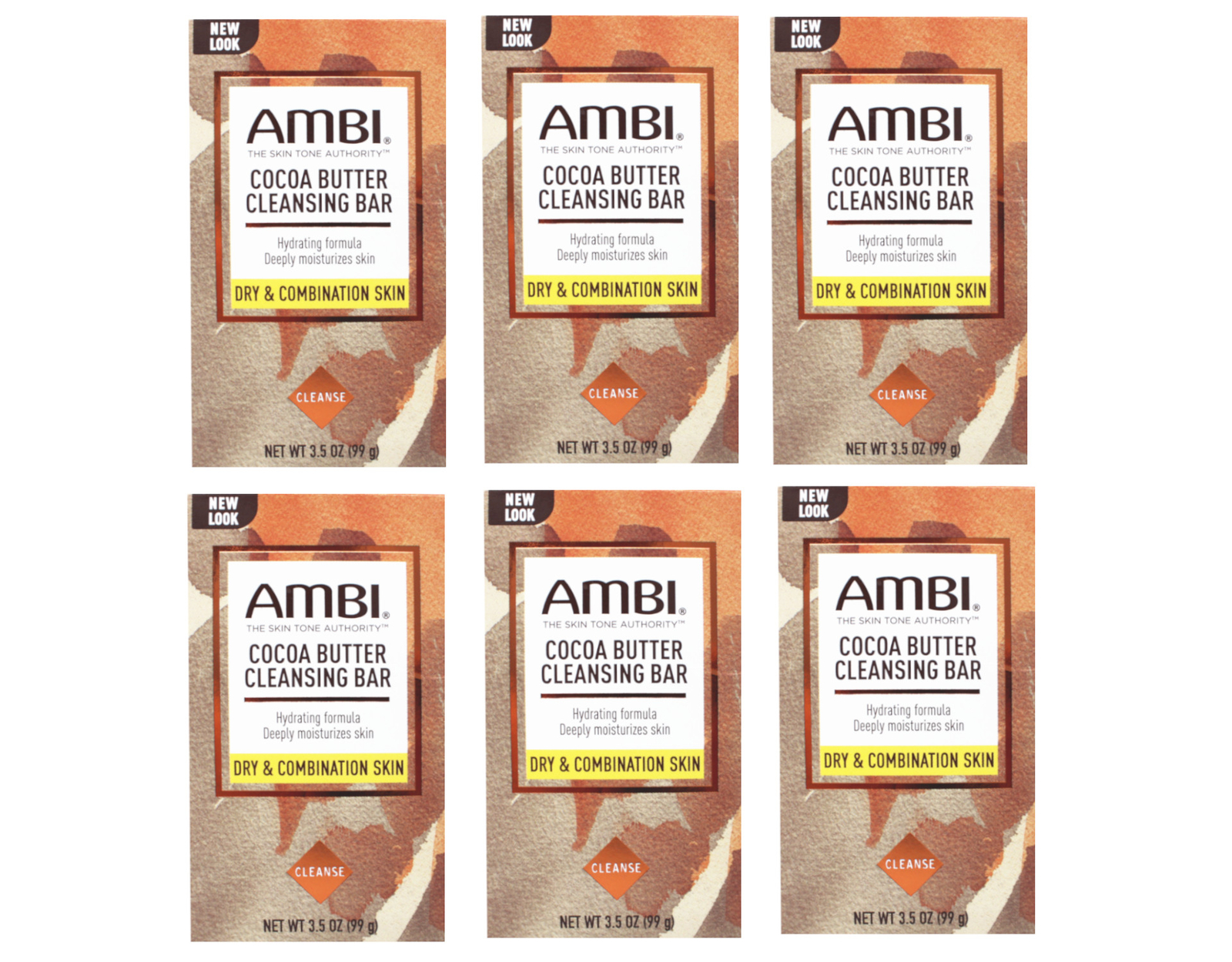 AMBI Cocoa Butter Cleansing Bar Soap – 3.5oz – 6 Pack