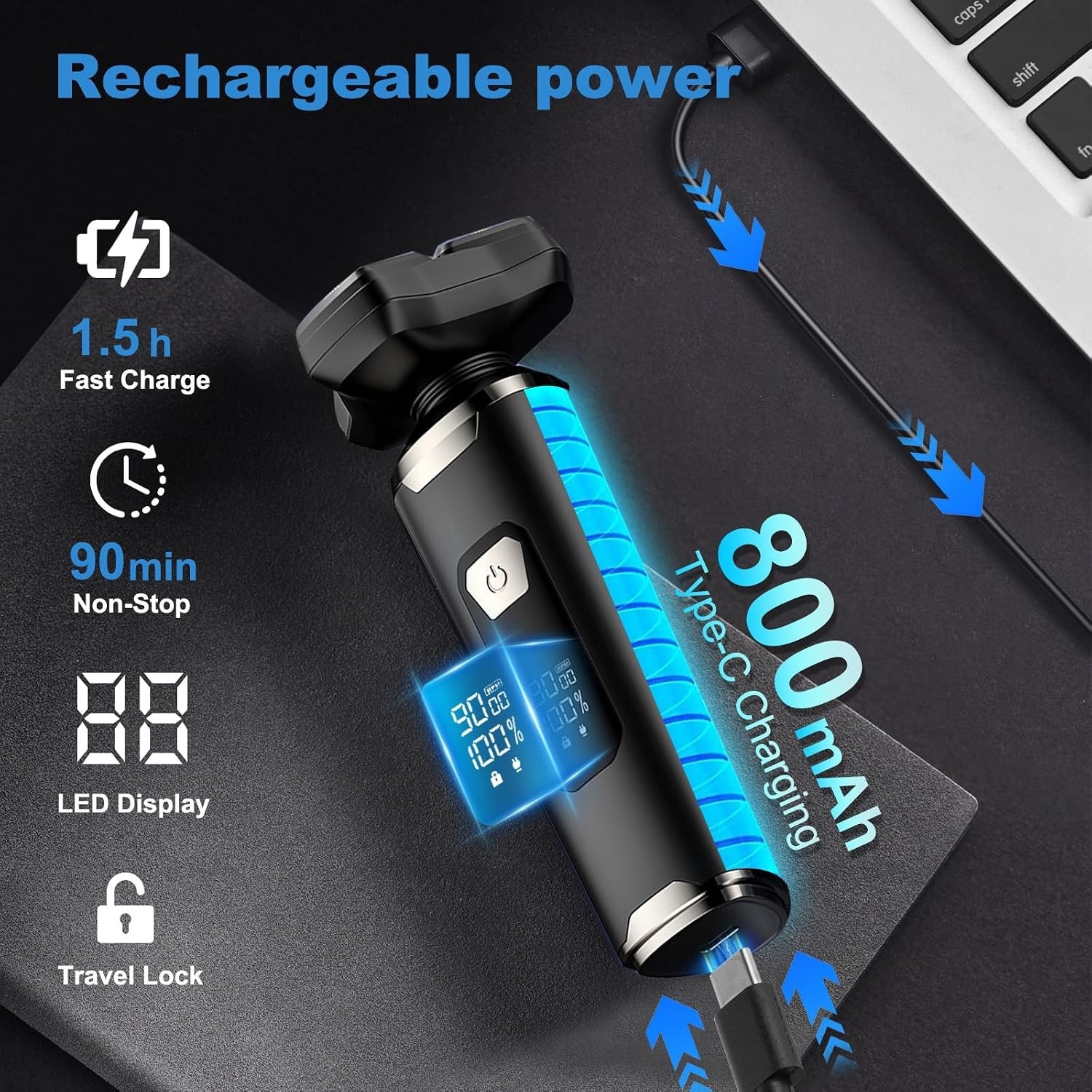 Rechargeable 4-in-1 Electric Shaver with Stainless Steel Blades – Travel Ready