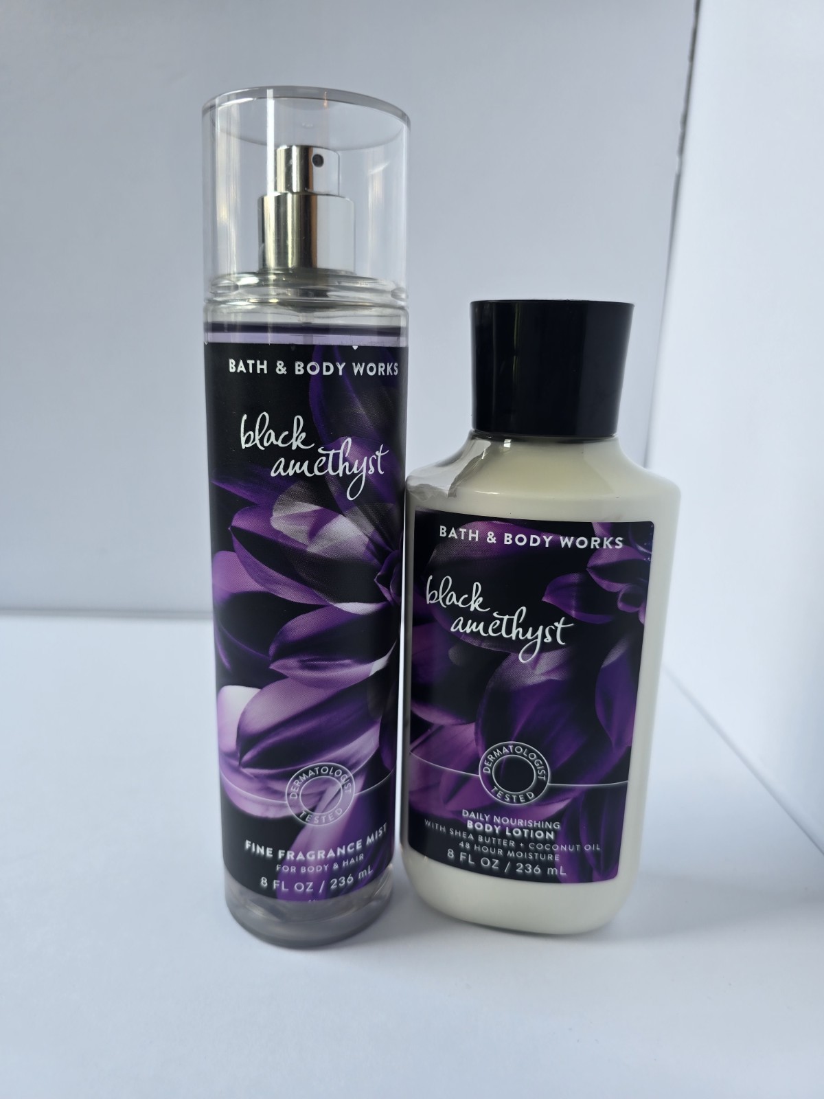 RARE Black Amethyst Bath Body Works SET Fragrance Mist Spray & Lotion 8oz X2