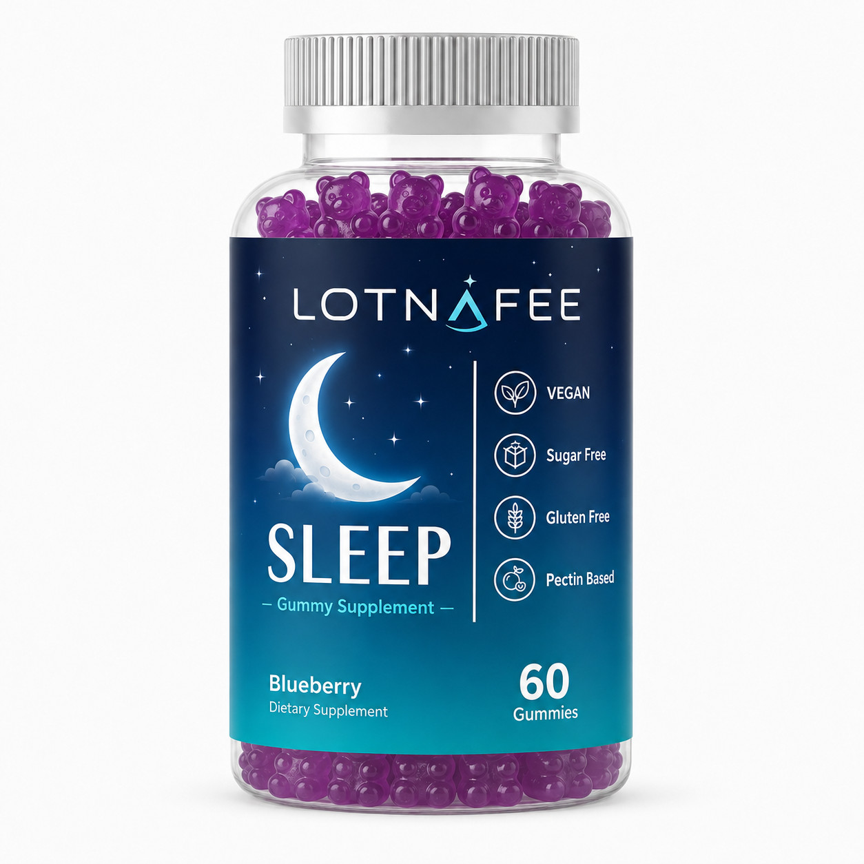LOTNAFEE Melatonin 3mg Gummies L-Theanine Botanicals Sleep Support Vegan 60 Ct