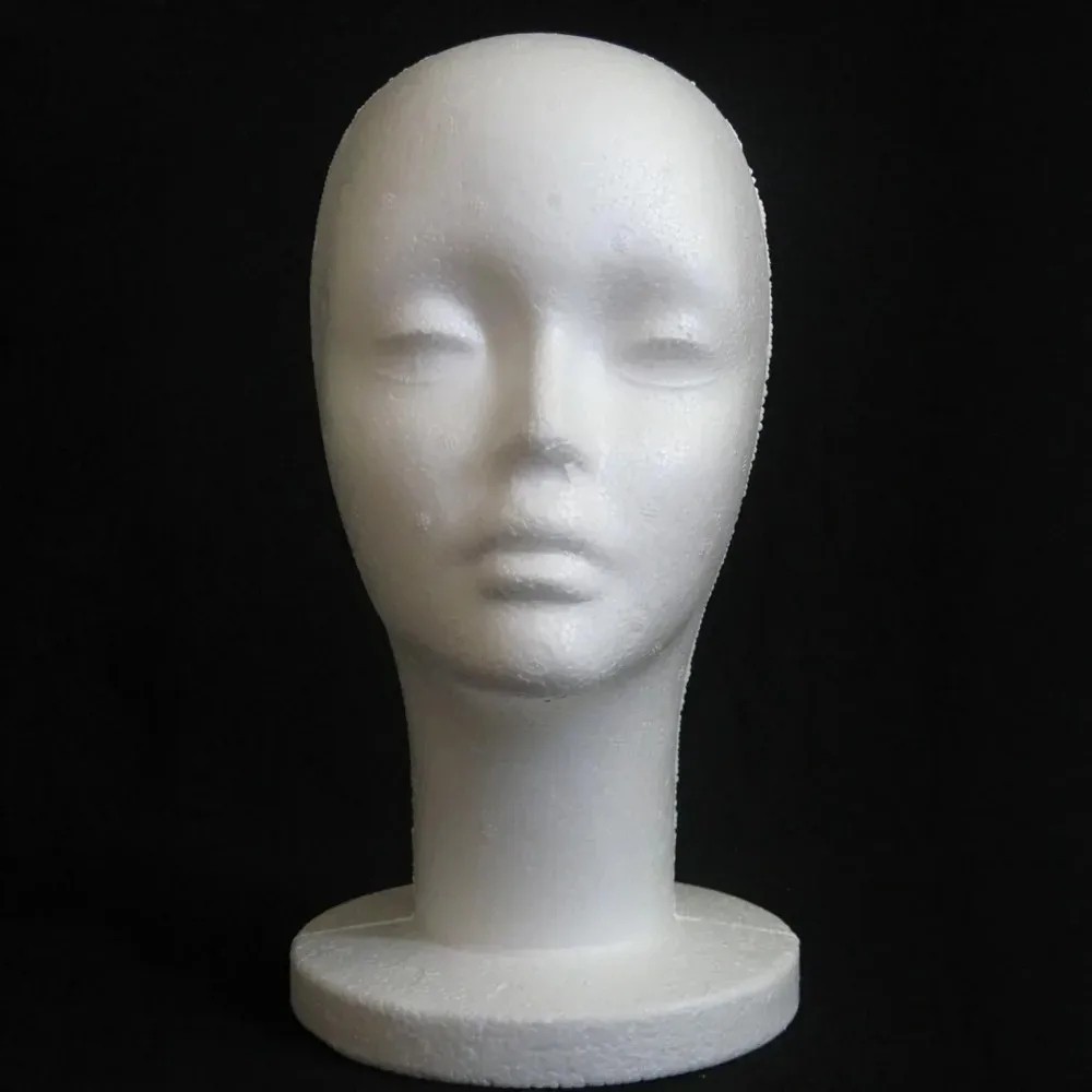 Polystyrene Foam Head Dummy Mannequin Female Model For Hat Hair Wigs Display