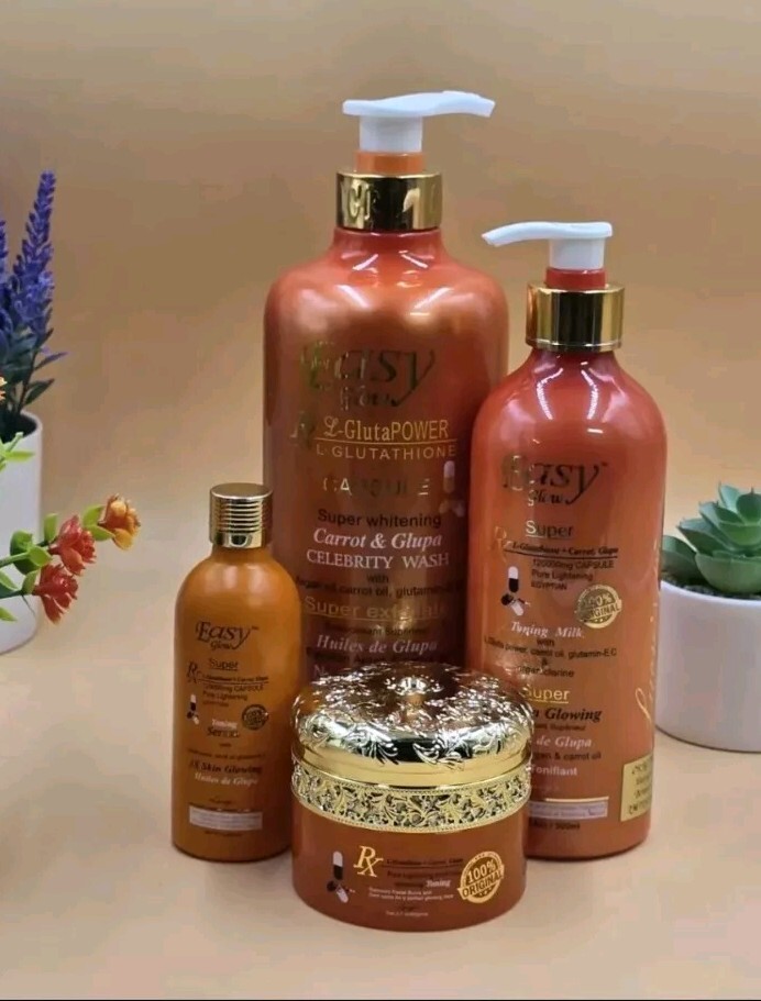 Easy Glow Carrot Toning Shower Gel, Lotion, Face Cream& Serum. Perfect Glowing