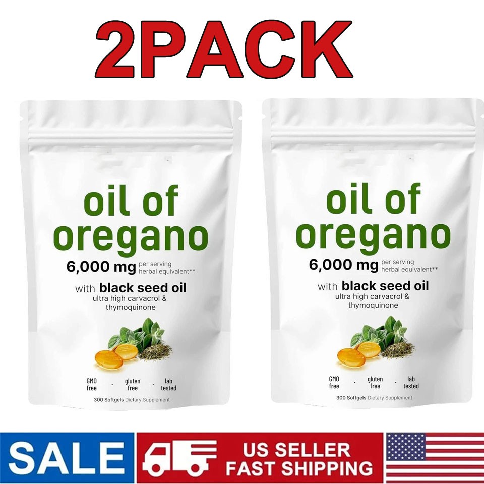 2 Pack Micro Ingredients Oil of Oregano Softgels 6000mg Per Serving, 300 Count