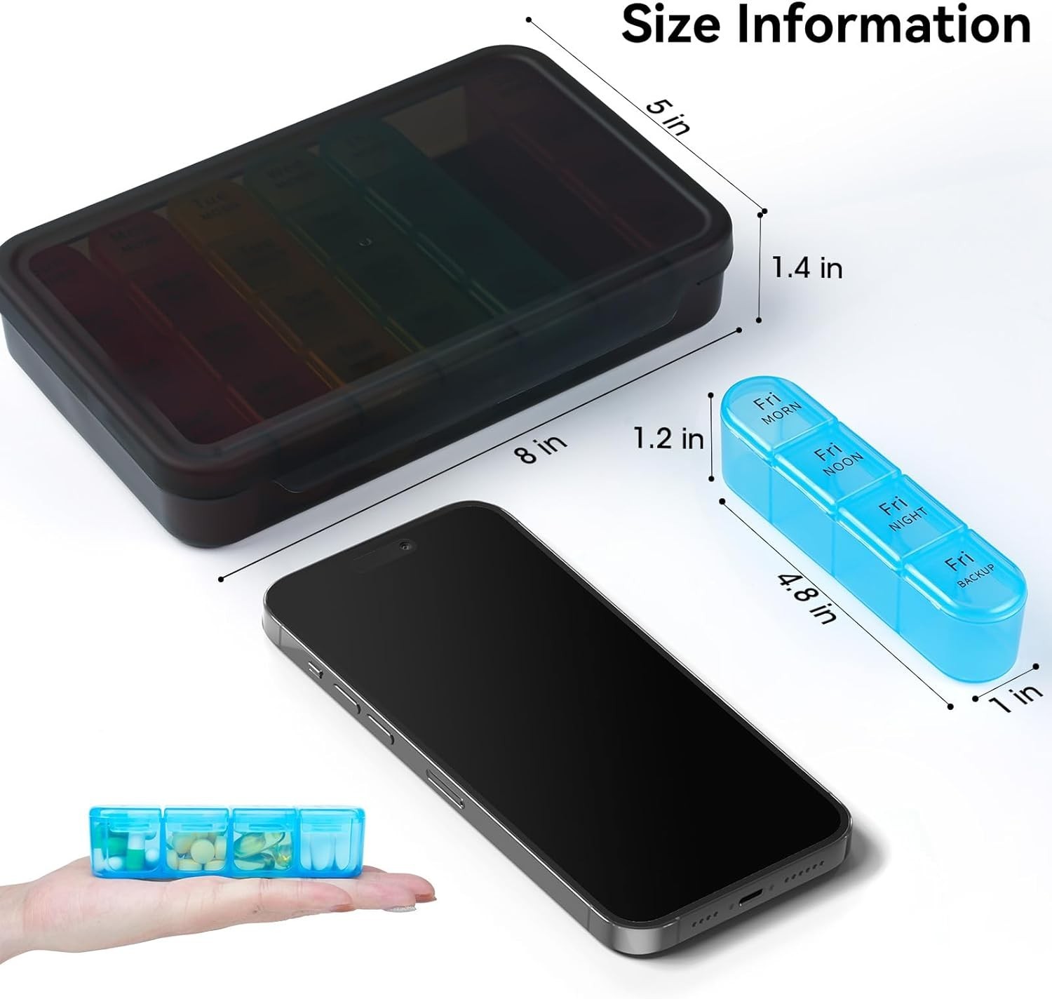 Pill Organizer 4 Times a Day – Pill Box 7 Day, Large Weekly Medicine Pill Org…