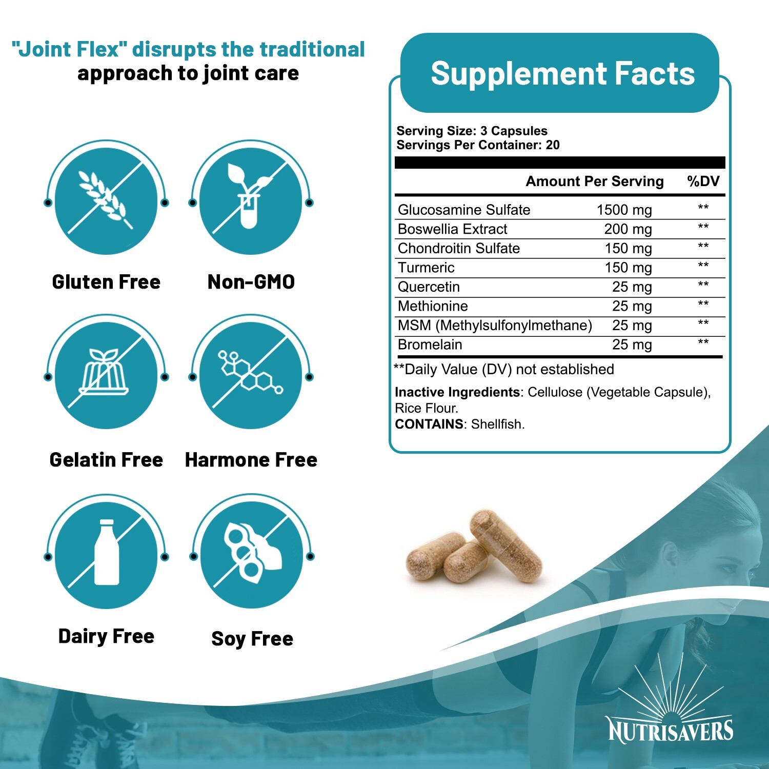 Joint Flex Support, Pain Relief, Increased Joint Stability – 60 Caps, Pack of 3