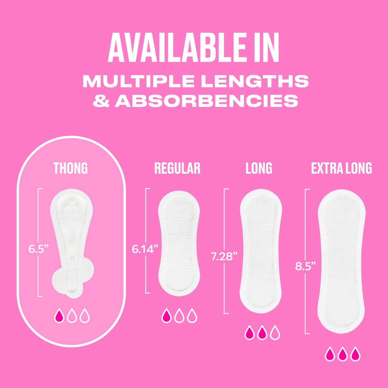 Carefree Panty Liners for Women, Thong Liners, 49 Count (Pack of 4), White