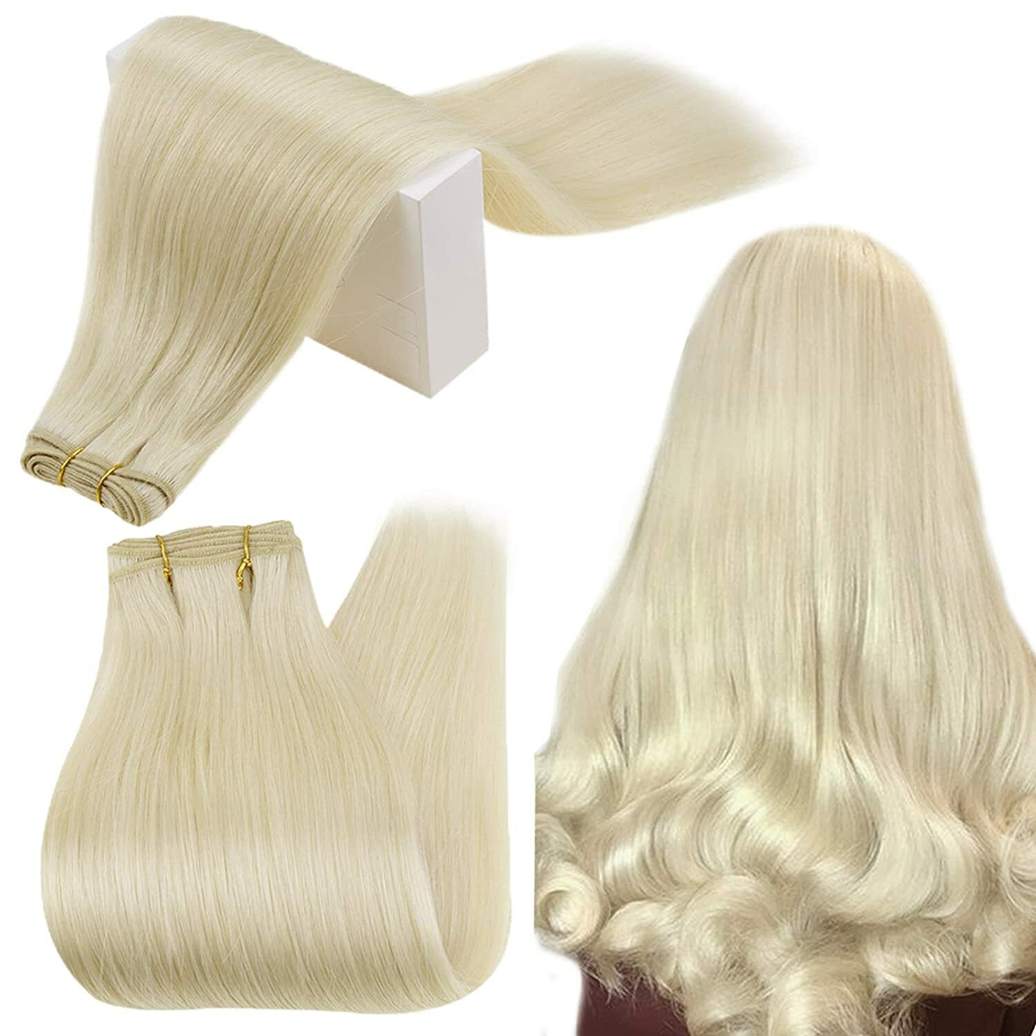 Double Weave Sew in Hair Extensions Weft Brazilian Remy Human Hair Full Head100g
