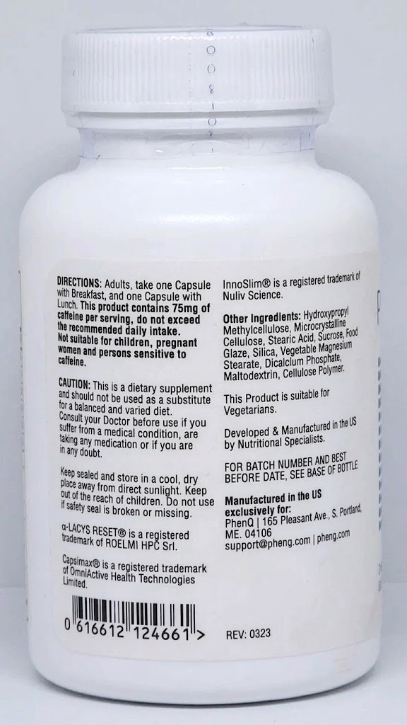 PhenQ Weight Management Supplement 60 Capsules Energy Support Pack of 2