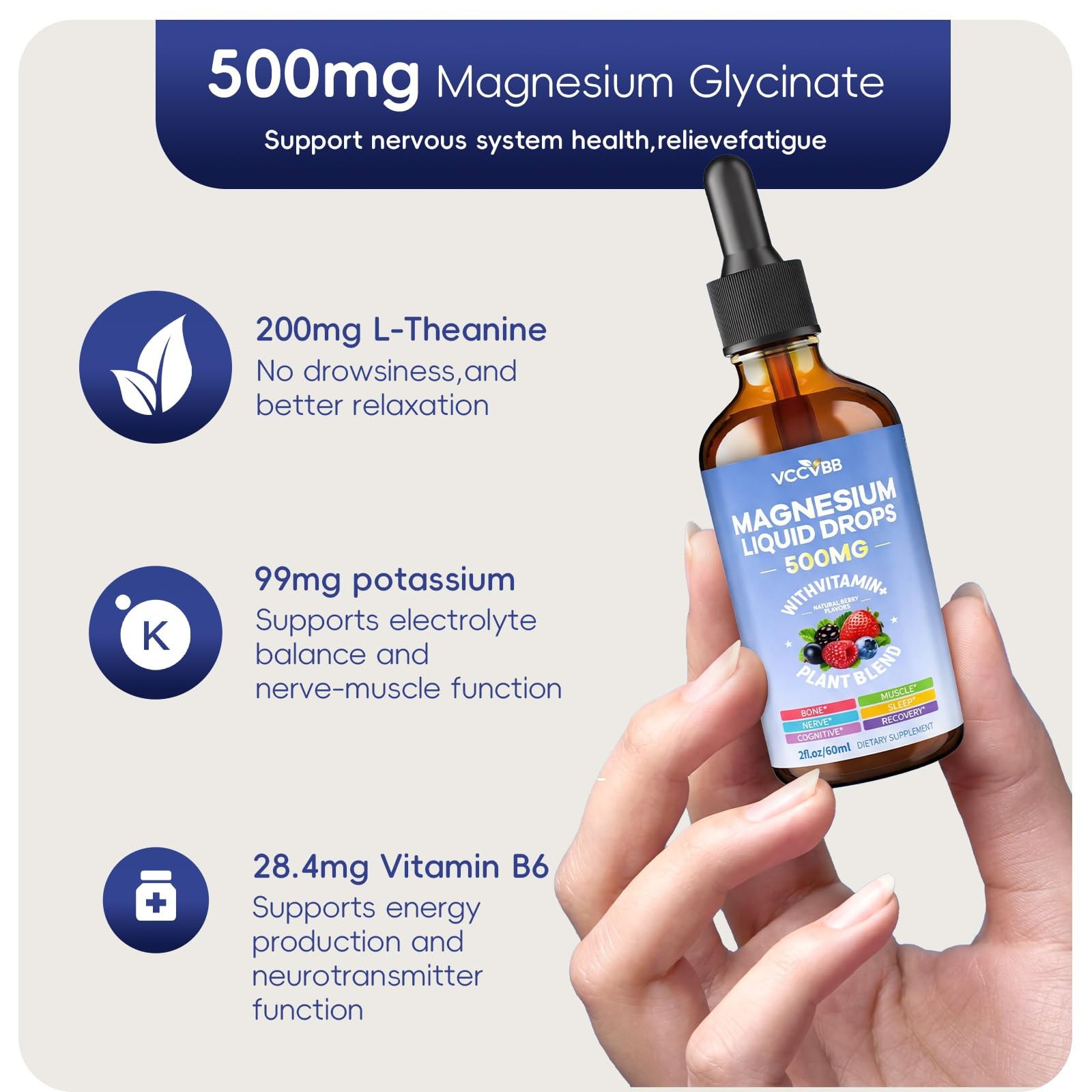 Magnesium Glycinate Liquid Drops, Complex with 2 Fl Oz (Pack of 1)