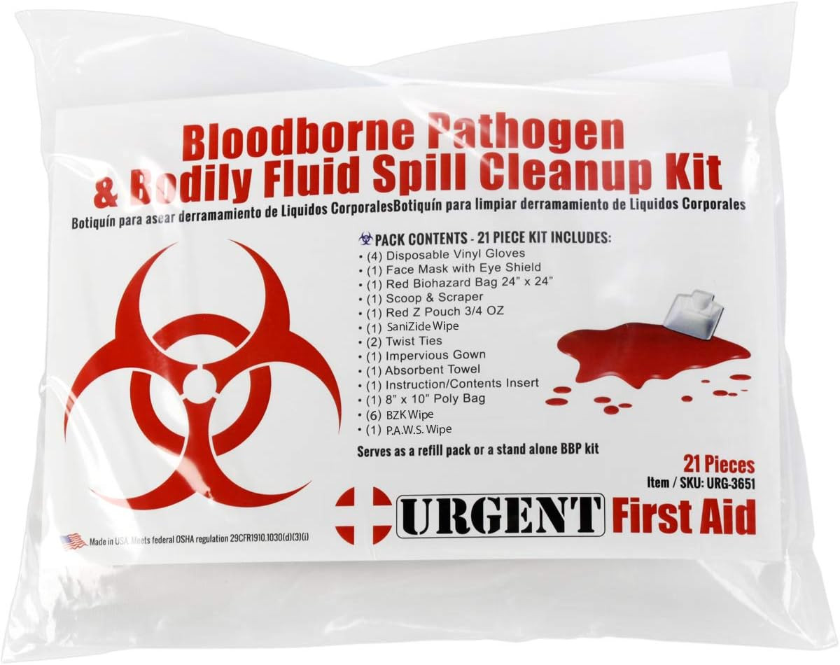 Bodily Fluid Clean Up Kit Spill Kit Bloodborne Pathogen PPE OSHA Compliance