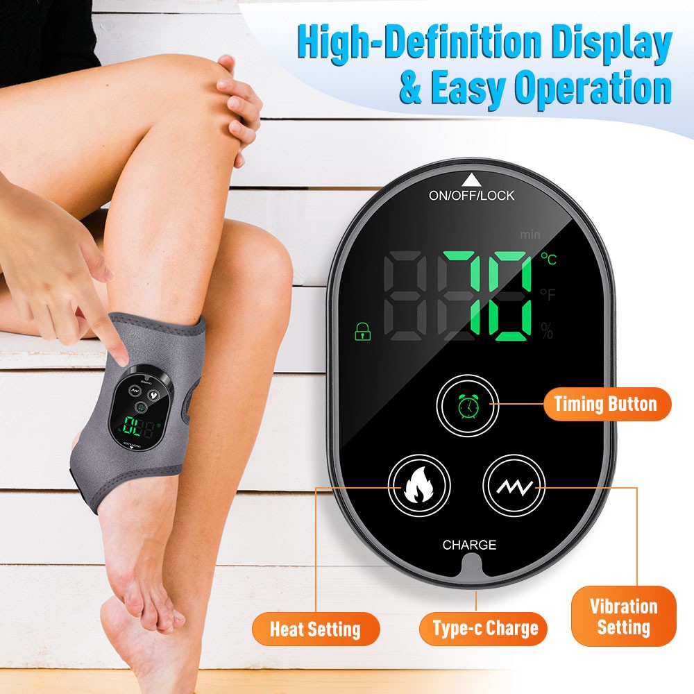 3000mAh Electric Foot Ankle Massager Brace Pain Relief Heating Vibration Therapy