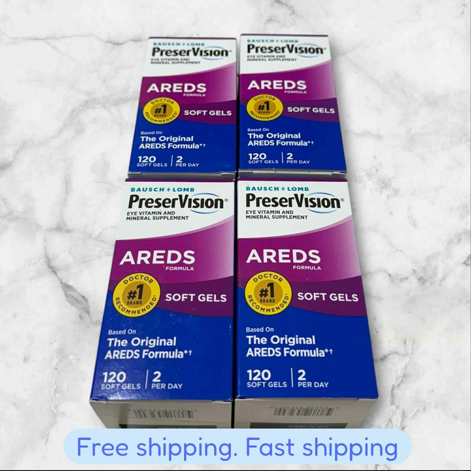 LOT OF 4 Bausch+Lomb PreserVision AREDS Formula 120 Softgels EXP2027+ NEW SHIP