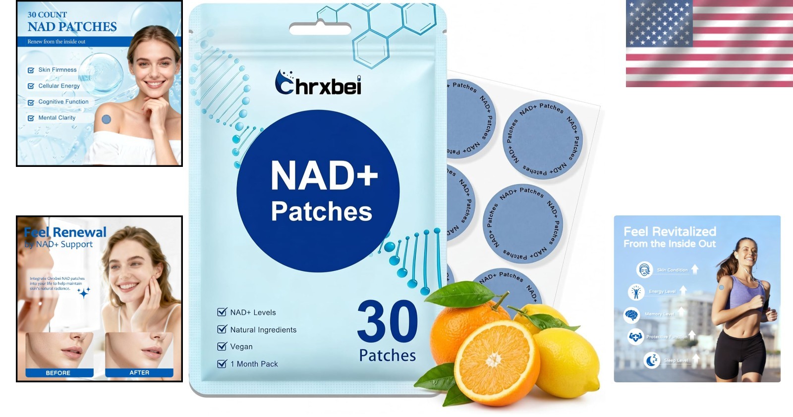 NAD+ Patches for Healthy Aging & Energy – 30 Count Convenience Pack