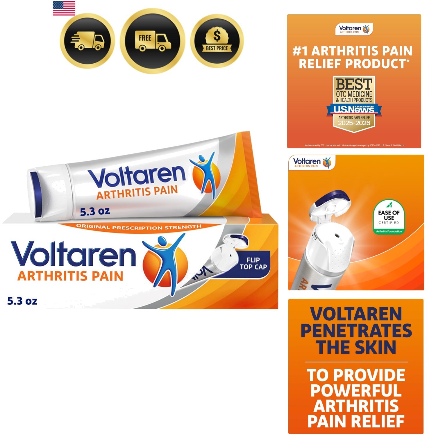Arthritis Pain Relief Gel, Diclofenac Sodium, 1% NSAID, Clinically Proven Pow…