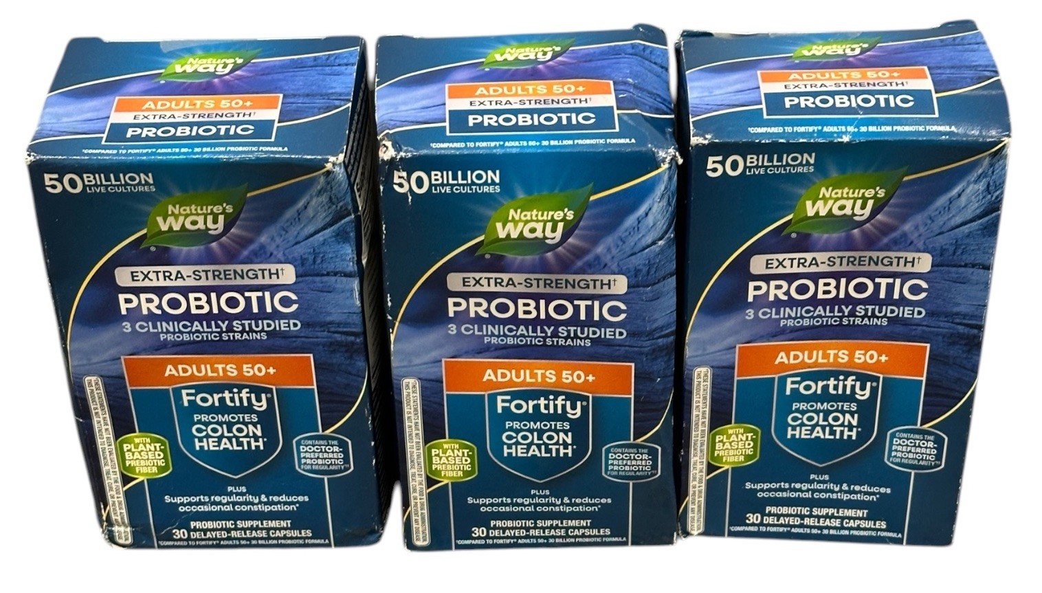 Nature’s Way Fortify 50+ Probiotic 30Ct Extra Strength Exp 08/2026 3 Boxes