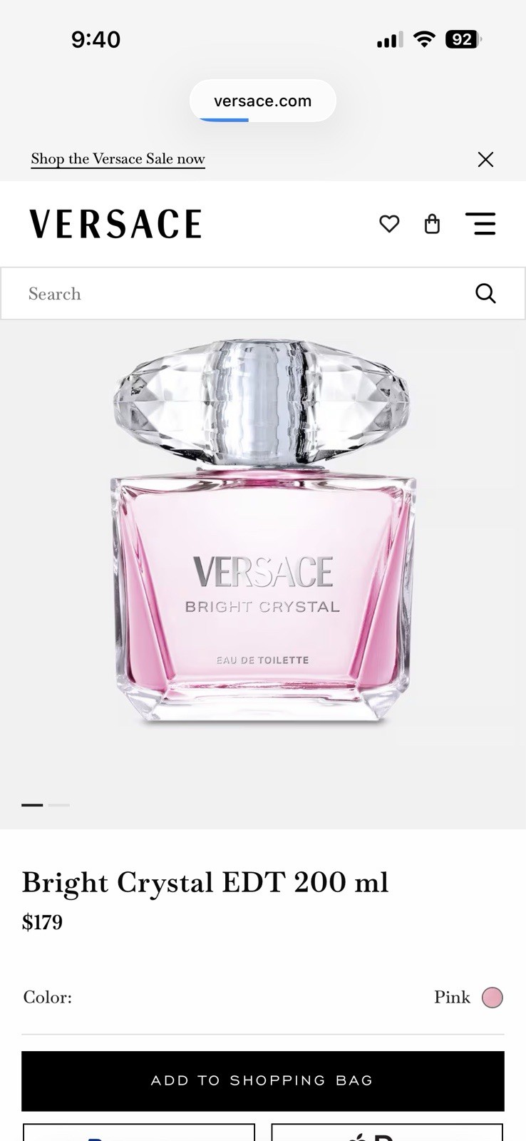 Versace Bright Crystal EDT Spray, 200 ml (6.7 US fl oz) Floral Regular Size