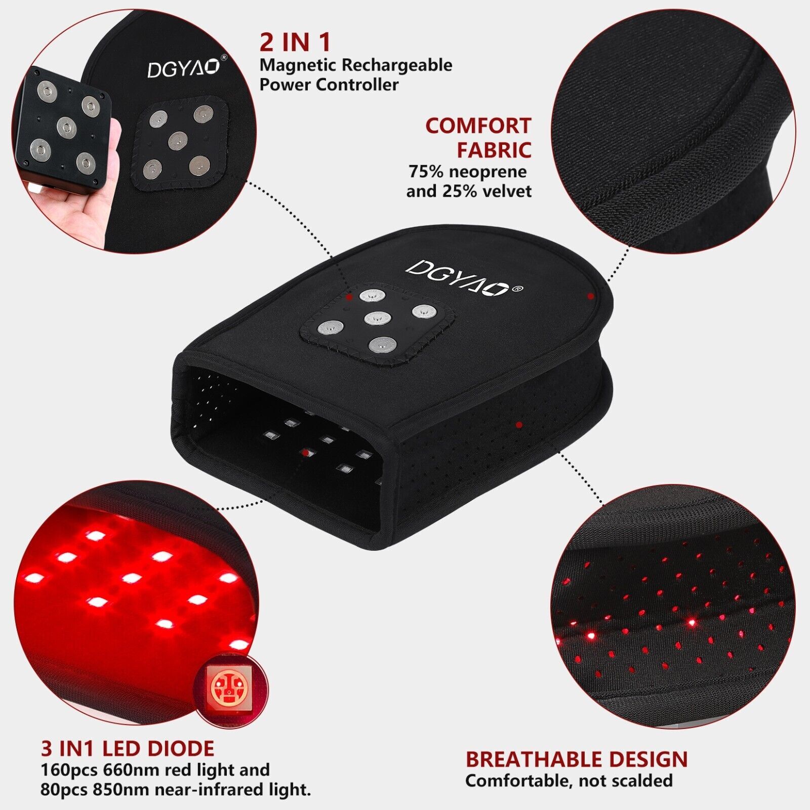 4000mAh Cordless Infrared Red Light Therapy Hand With Battery for Pain Relief