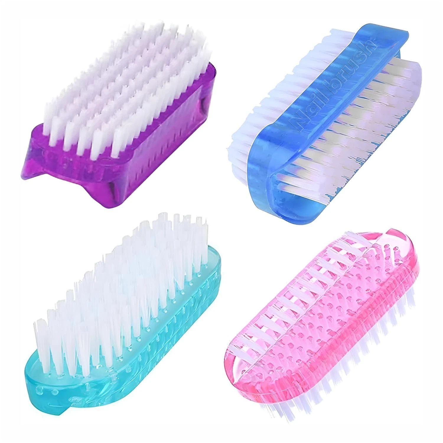 4PCS Double Sided Nail Cleaning Brush Fingernail Hand Scrub Brush Set