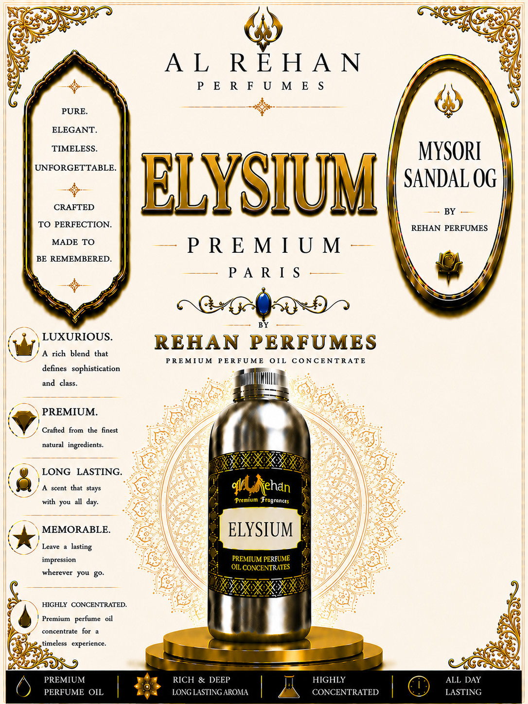 Al Rehan Perfumes Elysium Attar Perfume Oil Best Long Lasting Luxury Scent Ittar