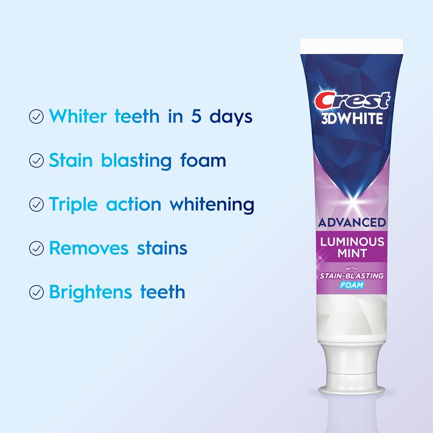 Crest 3D White Advanced, Teeth Whitening Toothpaste for Adults, 3.7 oz, 4 Pack,