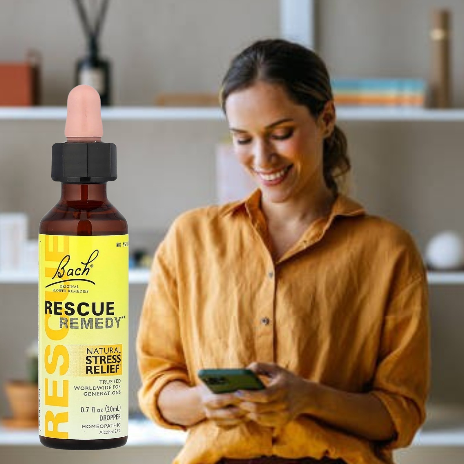RESCUE Bach Remedy Dropper 20mL, Nat Stress Relief, Homeopathic Flower Essence.