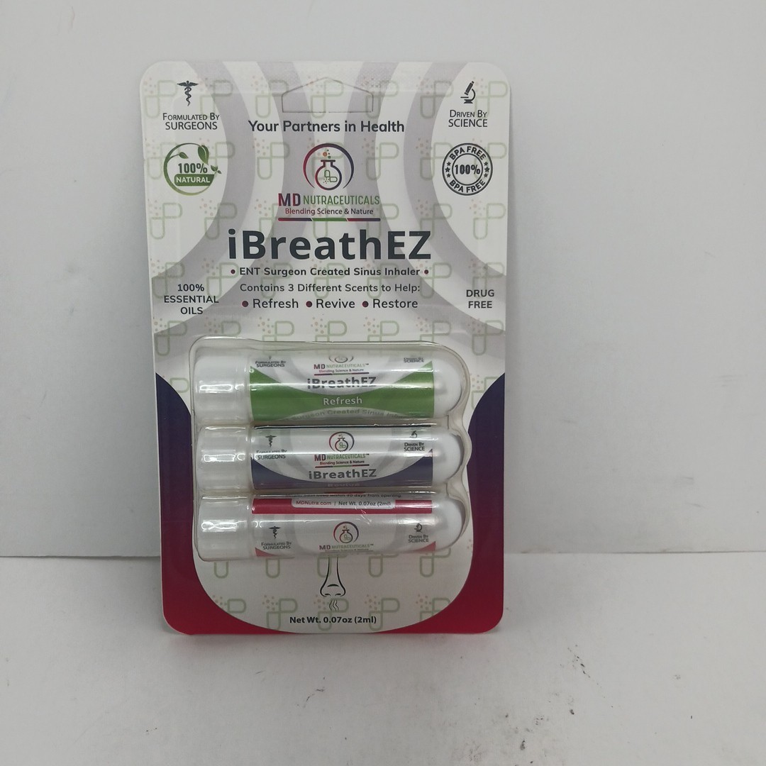 Md Nutraceuticals I Breath EZ Sinus Inhaler-3 Pack 0.07 oz. 100% Essential Oils