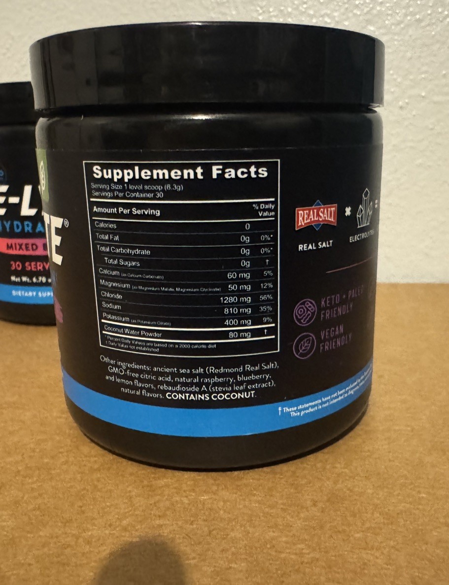Redmond Re-Lyte Hydration Electrolyte Mix Mixed Berry 60 Servings NEW!