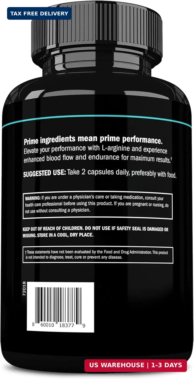 L Arginine 1500mg – Nitric Oxide Supplement – Blood Flow, Energy, Str
