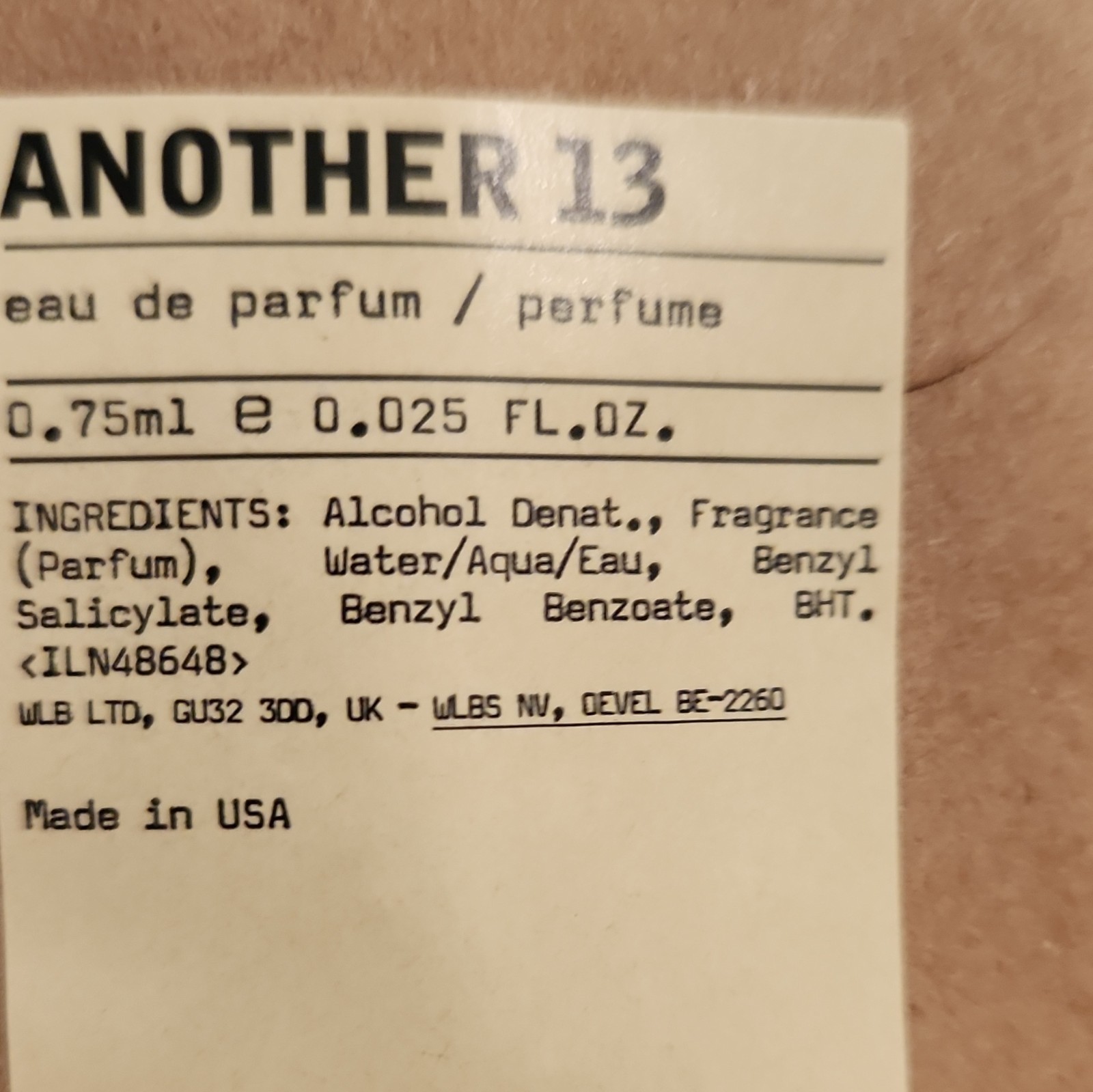 LE LABO Another 13 Eau de Parfum Spray Sample Size 0.025 fl oz