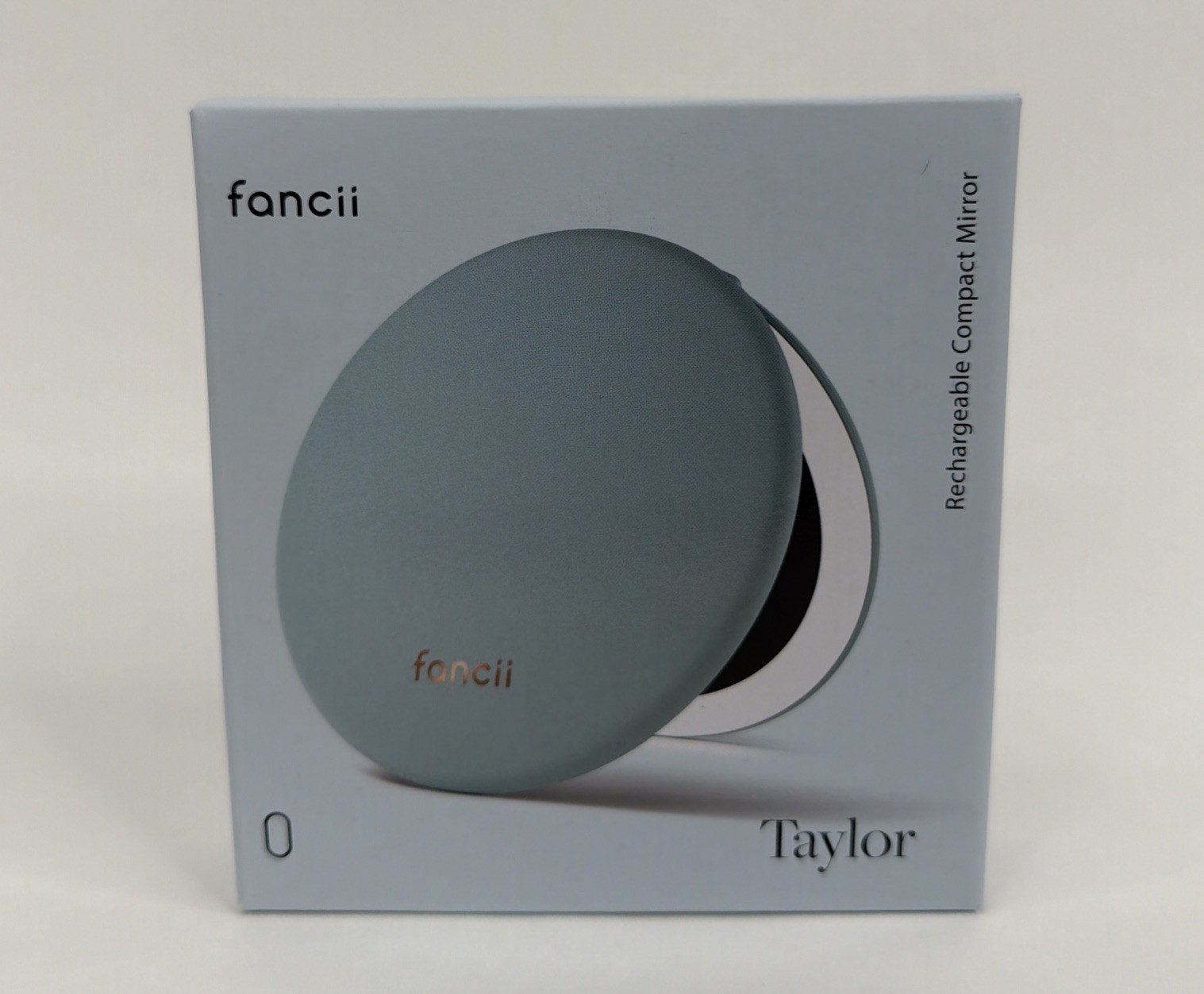 Fancii Taylor Rechargeable Compact Makeup Mirror W/LED Lights, 10x /1x Soft Sky