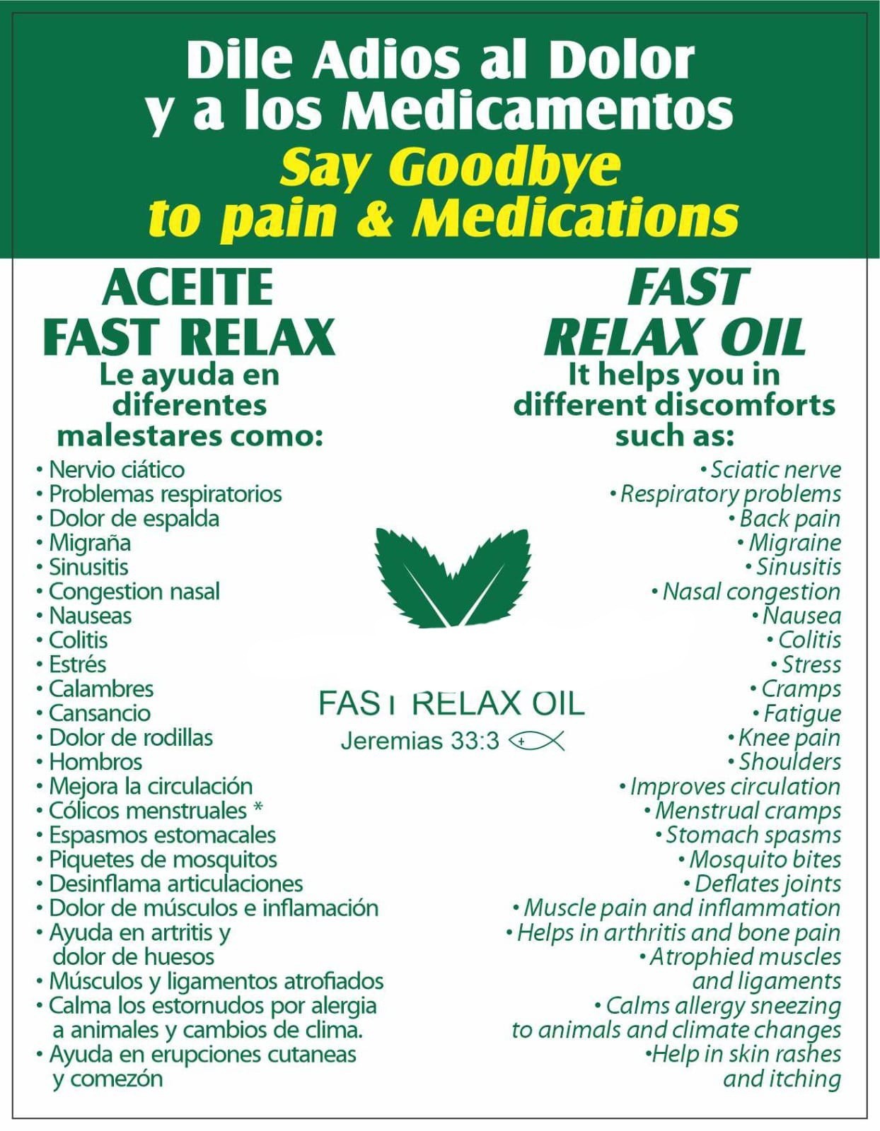 (3) 30ml Spray Bottles Peppermint Fast Relax Oil Pain Relief Articular Muscular