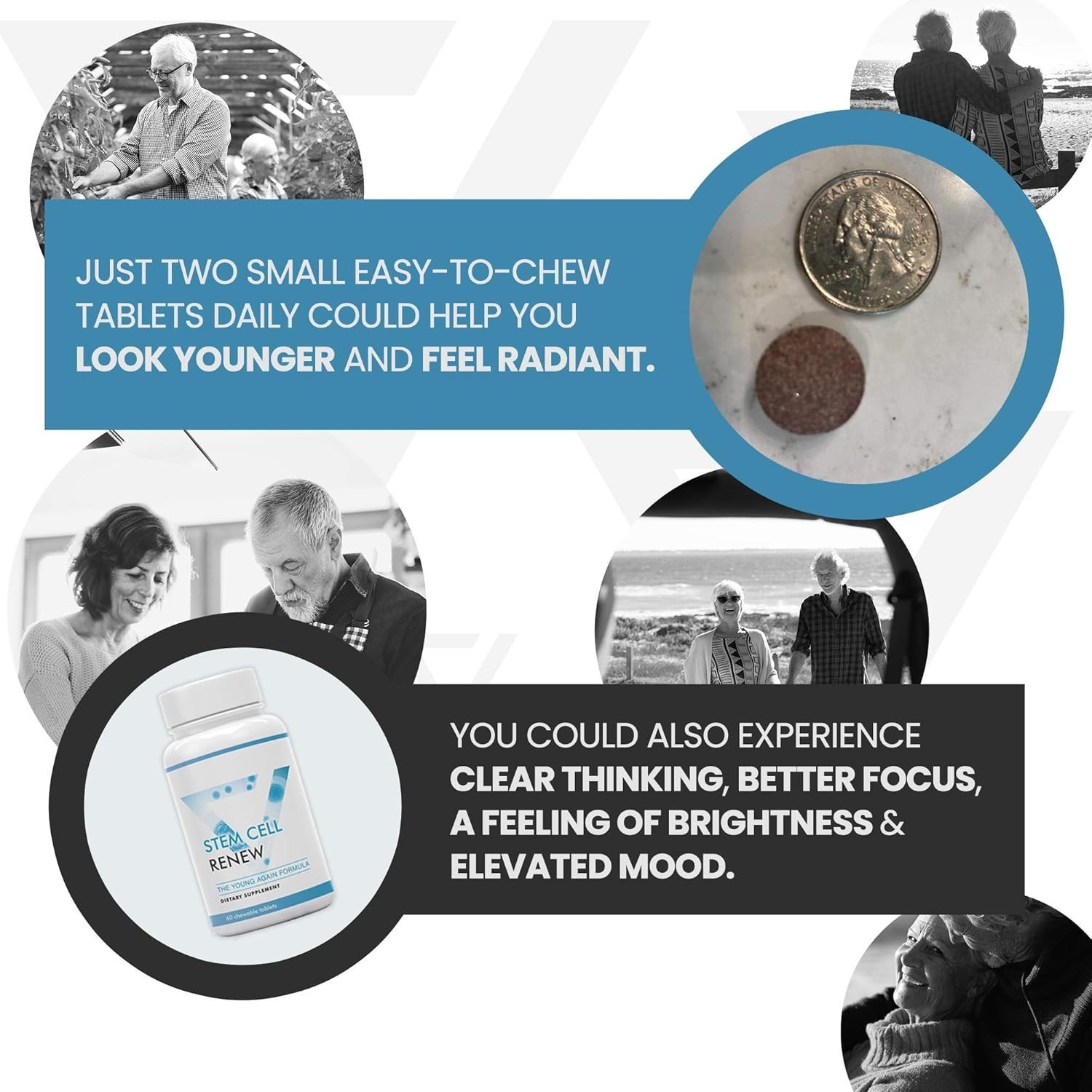 Unflavored Stem Cell Renew Capsules Rejuvenate Your Body & Mind – 30-Day Supply-