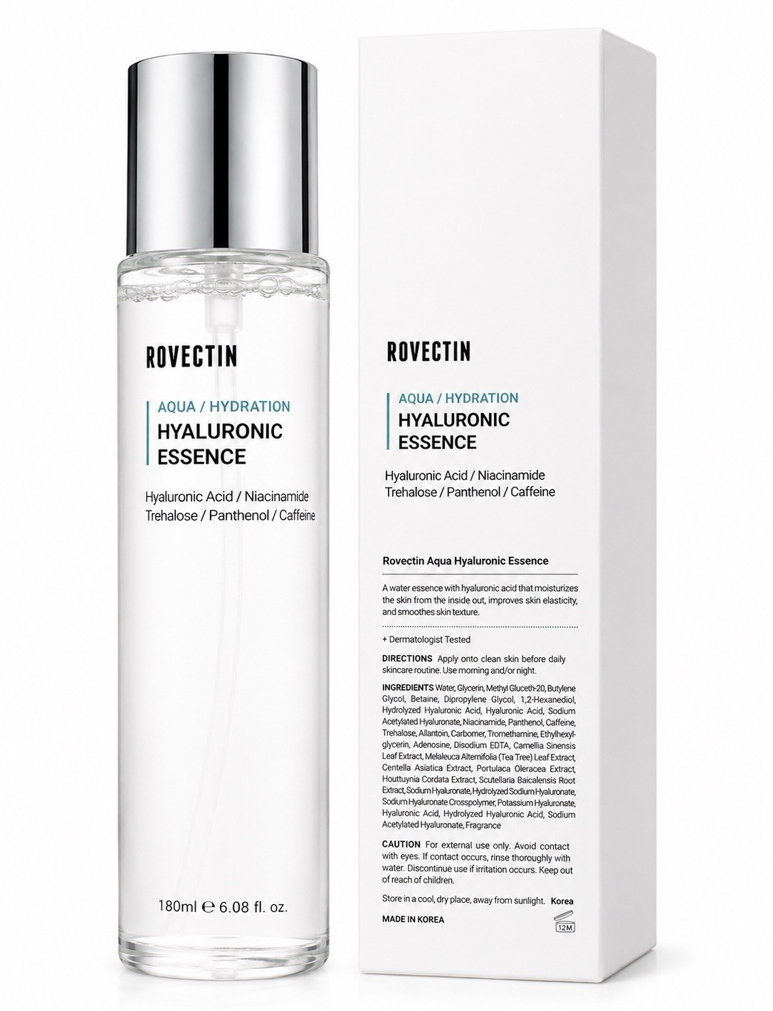 Rovectin Aqua Hydration Hyaluronic Essence Hydrating Fluid 180mL/6.08 fl oz