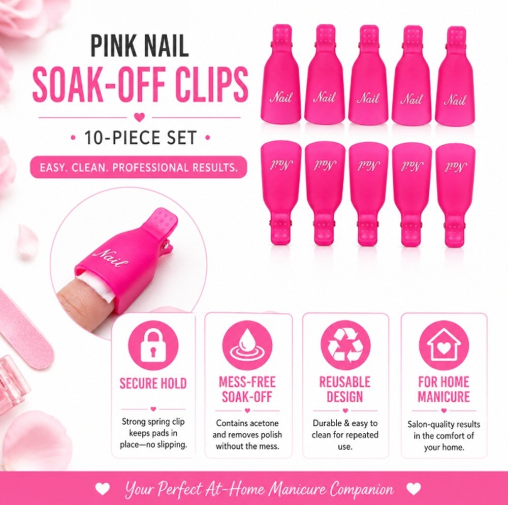 10 Pack Gel Nail Polish Soak Off Clips Manicure Pedicure Wrap Holders