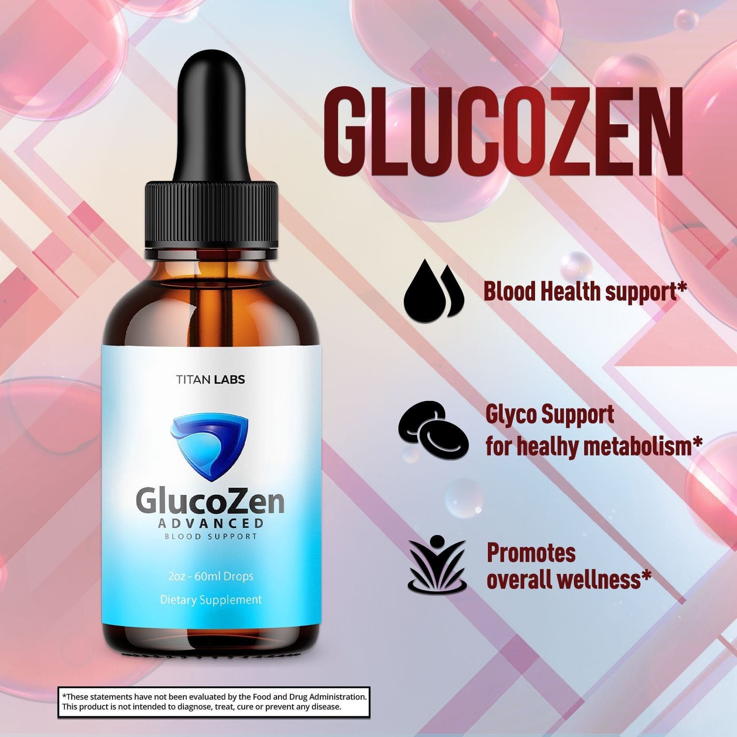 (2 Pack) GlucoZen Drops Advanced Blood Support Supplement Gluco Zen 60 Servings