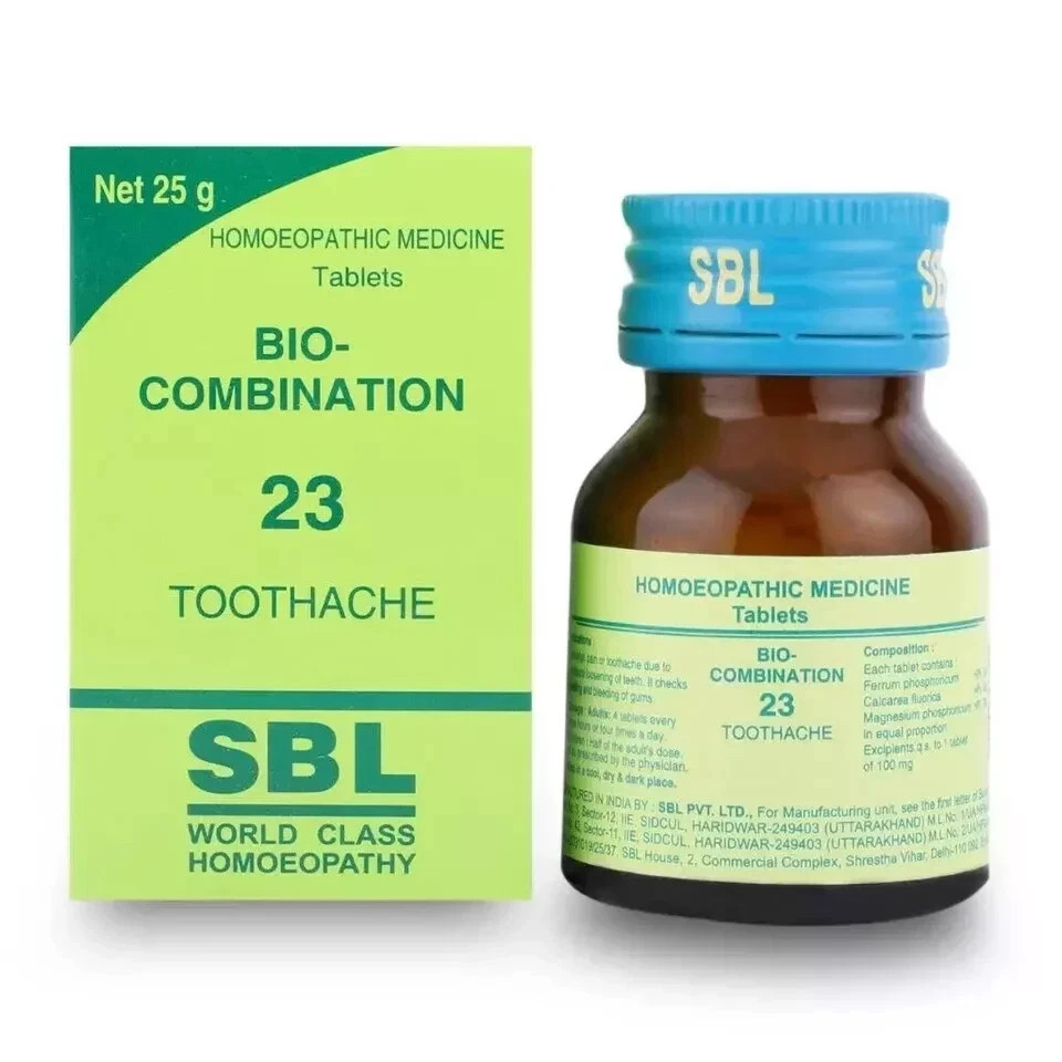 SBL Bio-Combination 23 Toothache Homeopathic 25gm X 2 for Tooth Pain, Gums
