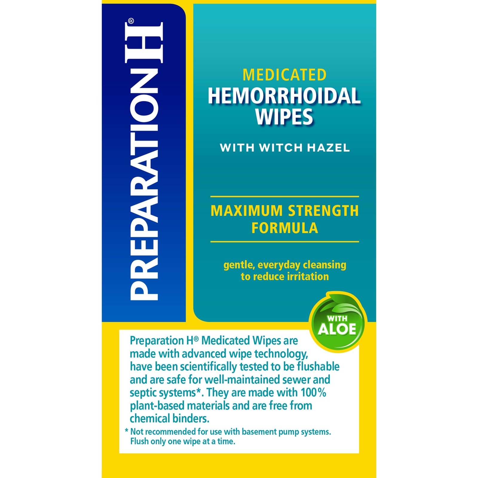 Preparation H Hemorrhoid Flushable Wipes with Witch 48 Count (Pack of 2)