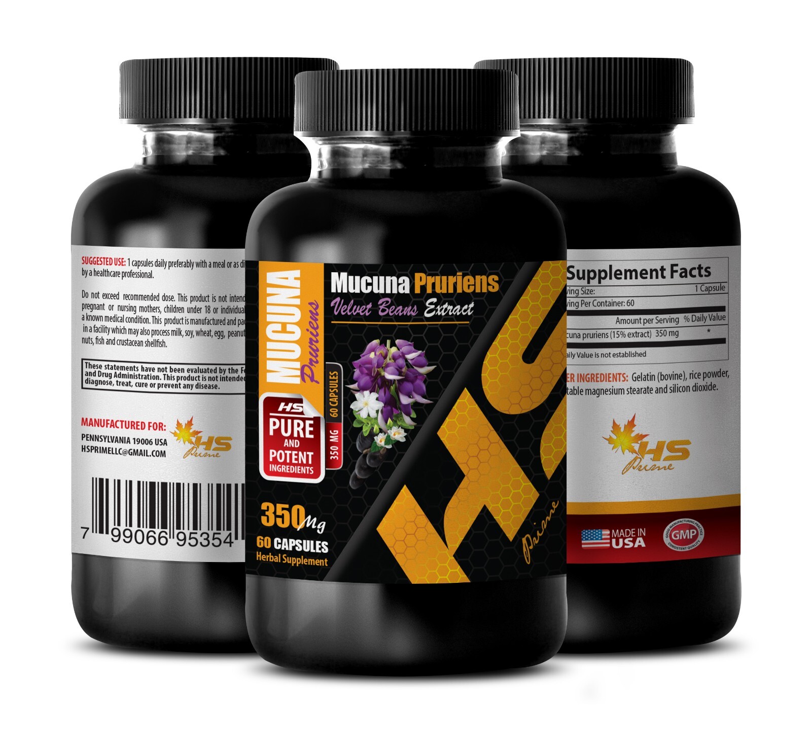 focus and mind supplements – MUCUNA PRURIENS EXTRACT – energy pills 1 Bot 60Caps