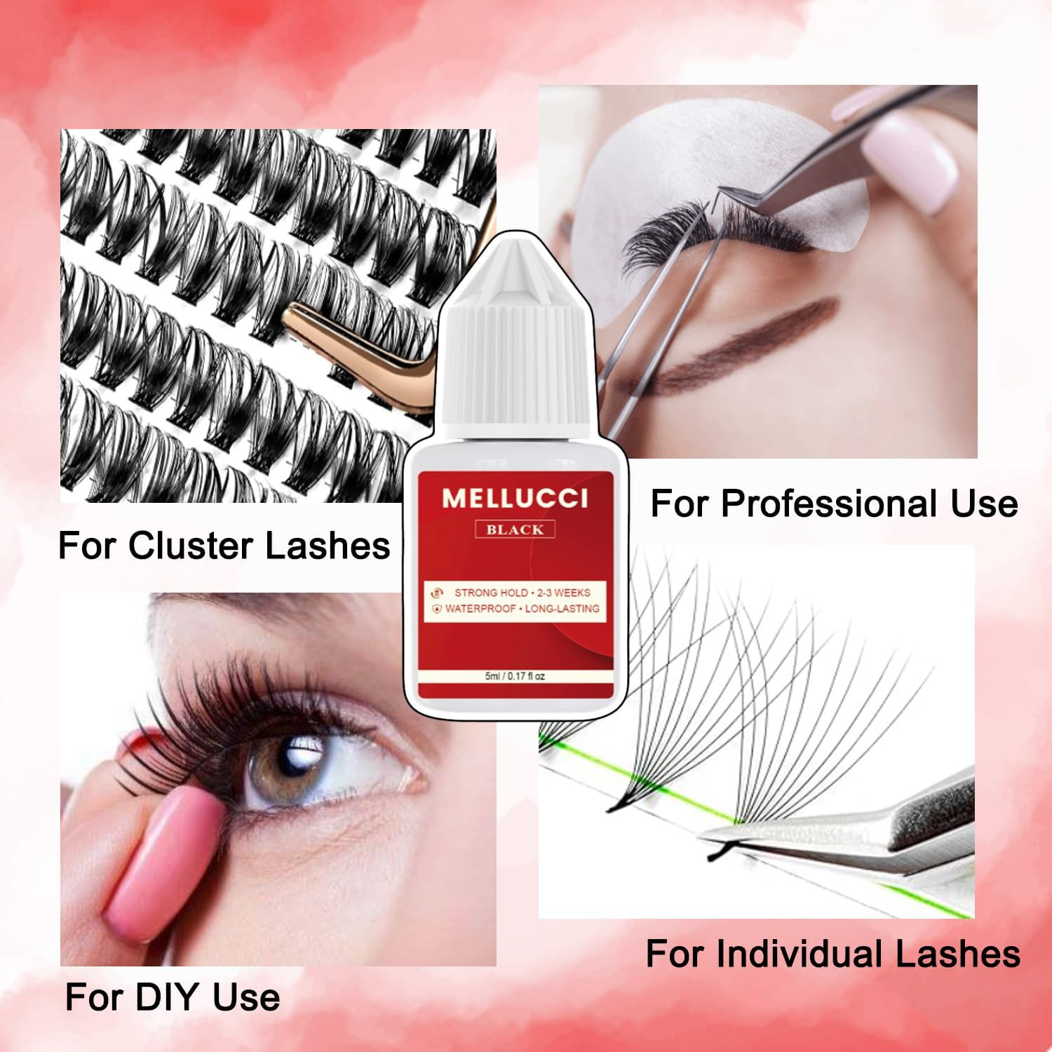 Cluster Lash Glue Strong Hold Waterproof Lash Extension Glue for DIY and Profess