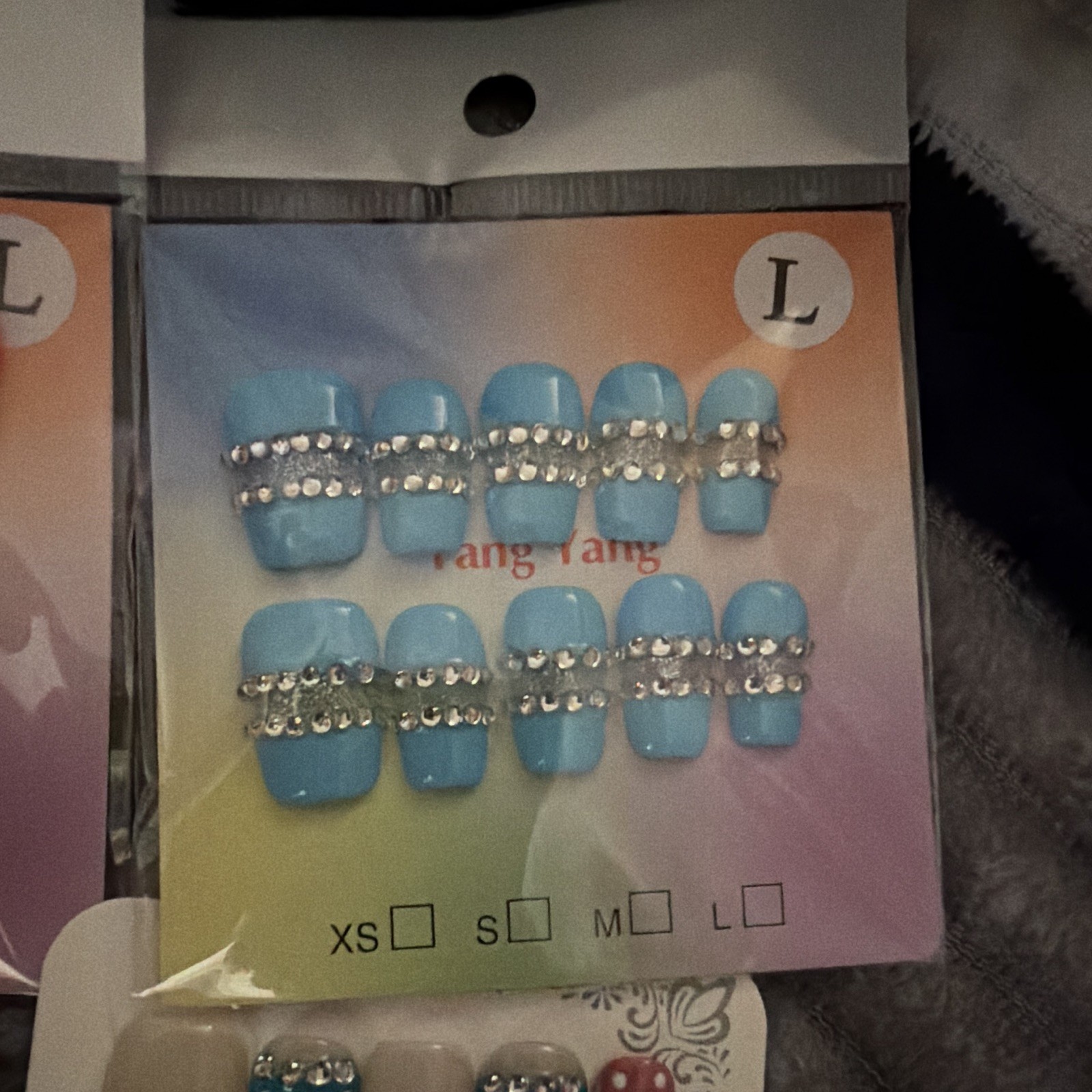 Press-On Nails Lot Square 3D Multicolor Pre-Designed Size Large