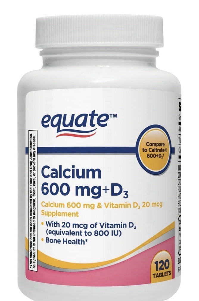 Equate Calcium + D3 Tablets Dietary Supplement 600 mg 120 Count..