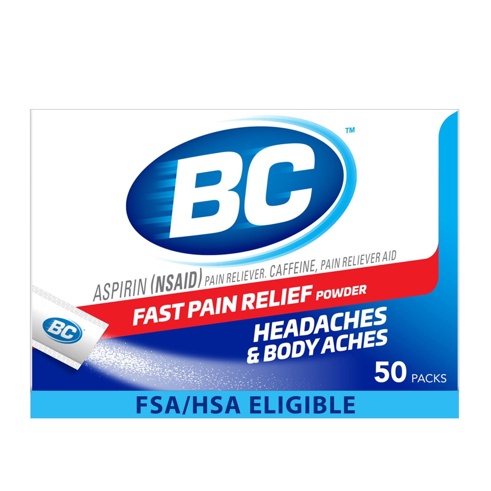 BC Powder Original Strength Pain Reliever, 50 Count (Pack of 1), White